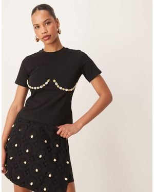 Never Fully Dressed Shell Boob Baby Tee - Black