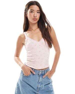 New Look Lace Trim Vest Top - White
