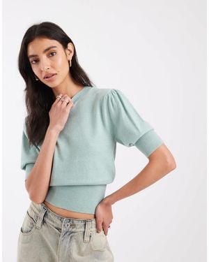 ASOS Knitted Sweater With Ruched Sleeves - Blue