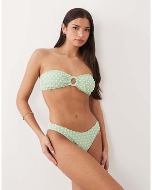 South Beach Polka Dot Bandeau Bikini Top - Green