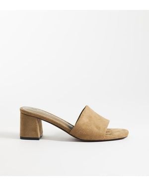 ASOS Wide Fit Honeycomb Mid Heeled Mules - Natural