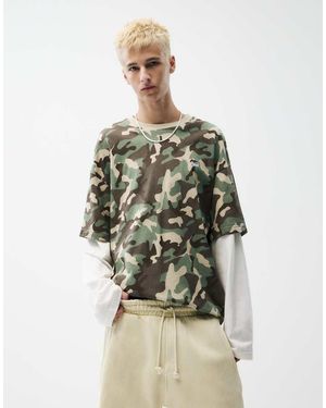 Pull&Bear T-Shirt A Doppia Manica - Verde