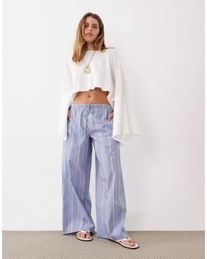 ASOS Asos Design Petite Fine Stripe Woven Pajama Trouser - Blue