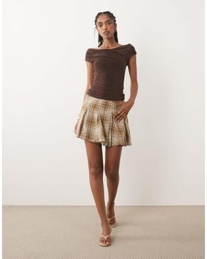 Mango Pleated Mini Skirt - Natural