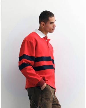 ASOS Oversized Rugby Sweatshirt With Contrast Paneling - Red