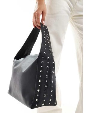 Glamorous Bolso De Hombro Estilo Tote Con Tachuelas De - Negro