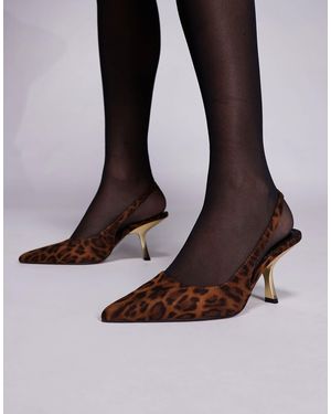 ASOS Sophia Contrast Mid Heel Slingback Shoes - Brown