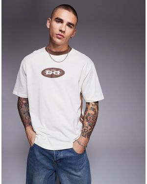 ASOS – kastiges, lockeres t-shirt aus piqué - Blau