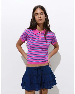 Pull&Bear Denim Skort Met Ruches - Paars