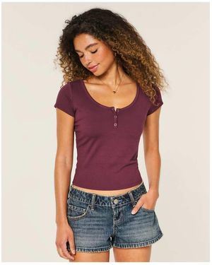 Hollister Soft Seamless Fabric Snap Henley - Red