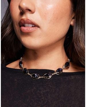 ASOS Collar Corto Con Diseño De Piedras Semipreciosas De Imitación De - Metálico