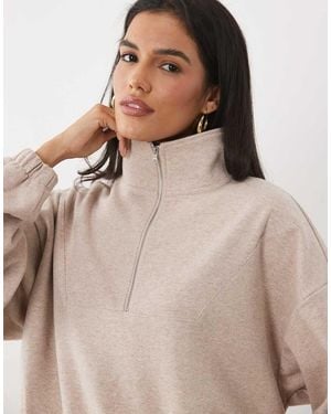 ASOS Geborsteld Windjack Met Korte Rits En Visgraatmotief - Naturel