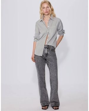 Stradivarius – basic-hemdbluse aus popeline - Grau