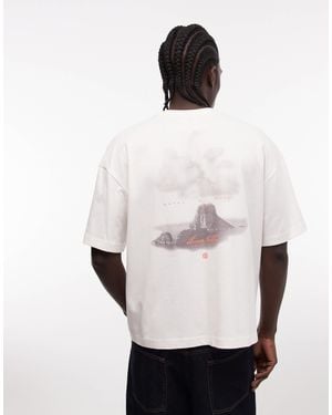 Faded Store Logo T-shirt With Ibiza Hills Back Print - White