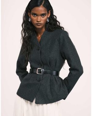 ONLY Cappotto Strutturato Effetto Lana Scuro Con Bottoni - Blu