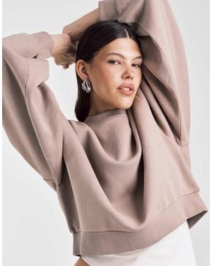 ASOS Balloon Sleeve Brushback Sweatshirt - Natural