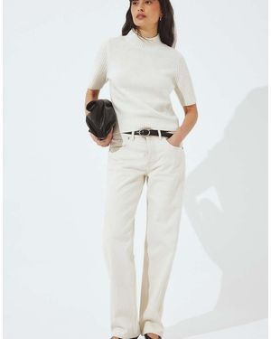 NA-KD Way Mid Waist Straight Jeans - White