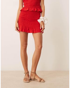 ASOS Co-ord Shir Frill Hem Mini Skirt - Red