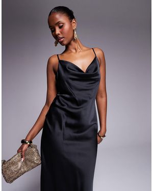 New Look – satin-midikleid - Schwarz
