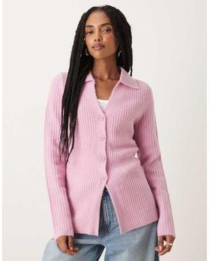ASOS Knitted Longline Fitted Shirt - Pink