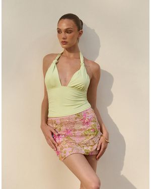 The Frolic Exclusive Slinky Knot Detail Halterneck Cami Top - Natural