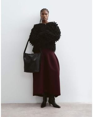 ARRANGE Knitted Sculpted Tulip Midi Skirt - Brown