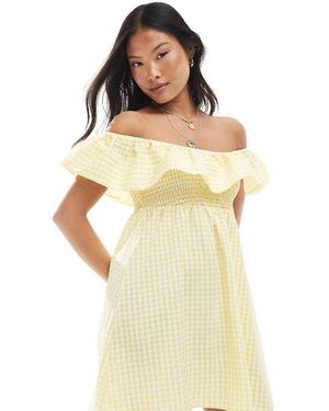Vero Moda Shirred Bodice Mini Dress With Frill Detail - White