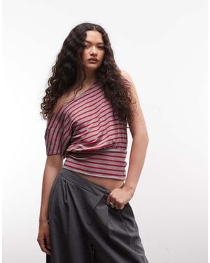 Collusion Off The Shoulder Top With Cinched Waist - Red