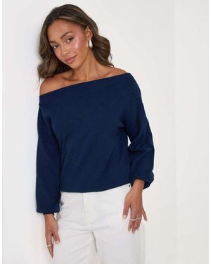 Threadbare Soft Slash Neck Jumper - Blue
