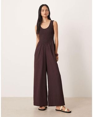 ASOS Scoop Neck Crinkle Jumpsuit - Brown