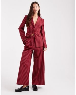 Miss Selfridge Tailo Wide Leg Pinstripe Trouser Co-ord - Red