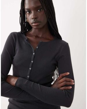 ARKET Maglia Serafino Aderente A Maniche Lunghe - Nero