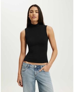 Cotton On Mock Neck Tank - Blue