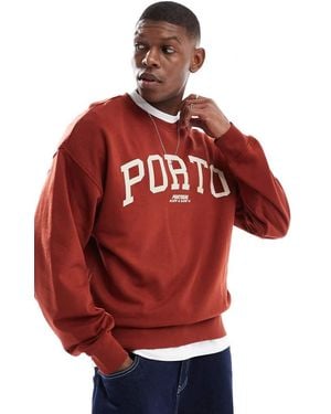 New Look Oversized Porto Sweatshirt - Red
