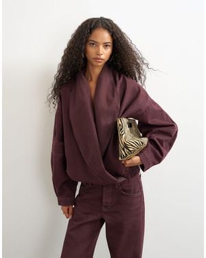 TOPSHOP Wrap Drape Neckline Bomber Jacket - Red