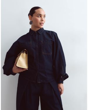 ARRANGE Curve Denim Shirt Co-Ord With Volume Sleeves - Blue