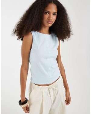 Gap Button Through Boatneck Tank Top - White