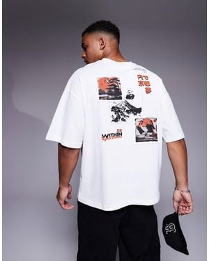 River Island Kyoto Print Oversized T-shirt - White