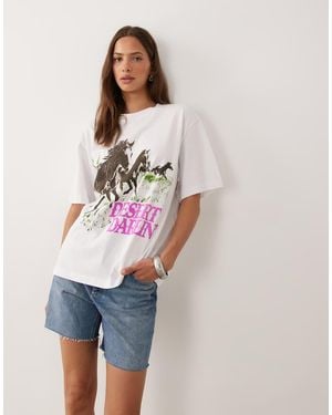 ASOS Oversized Top Met Paarden-Dessert Darling Graphic - Wit