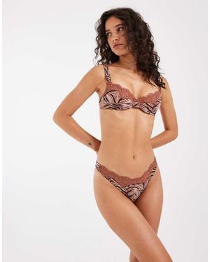 Free People Fiona Perizoma Con Stampa Zebra - Marrone