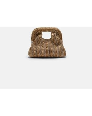 Stradivarius Metallic Raffia Bucket Bag - White