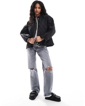 Don't Think Twice Dtt Diamond Quilt Bomber Jacket - Black