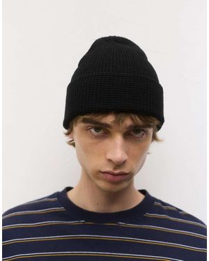 Pull&Bear Waffle-Knit Beanie - Blue