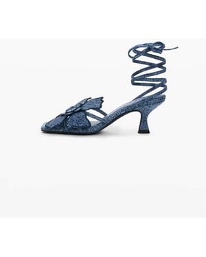 Desigual Floral Appliqué Sandal - Blue
