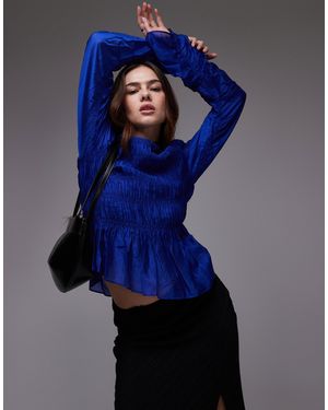 & Other Stories Long Sleeve Ruched Top - Blue
