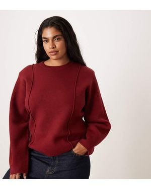 ASOS Asos Design Curve Structured Waisted Jumper With Shoulder Pads