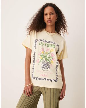 ASOS Regular Fit T-shirt With Fleur Graphic - Natural