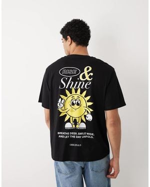 Jack & Jones Oversized T-shirt With Sunshine Backprint - Black
