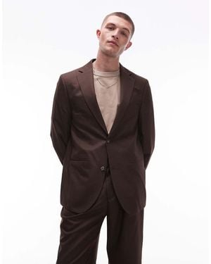 TOPMAN Relaxed Suit Jacket - Brown