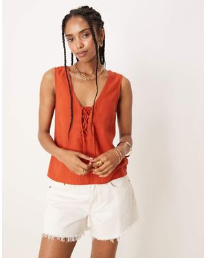 Threadbare Linen Mix Cami Top - Orange